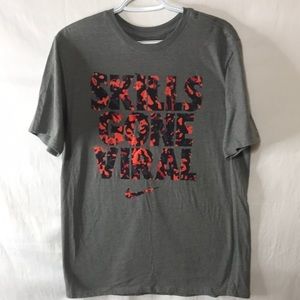 Nike Crewneck Tee Camouflage Skills Gone Viral Swoosh Gray Athletic Cut Large